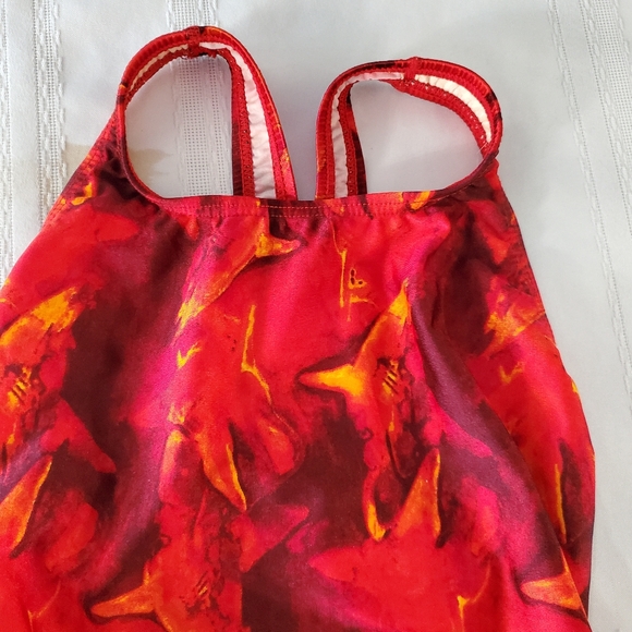 VTG Speedo Black Red Shark Peekaboo Back 1 Piece Hi- Cut Swimsuit Size 34(S)Jr. - Picture 8 of 10